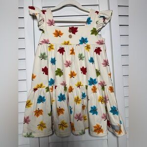 Eleanor Rose Kids Cream Dress/Tunic with Colorful Leaf Print Size 8-10